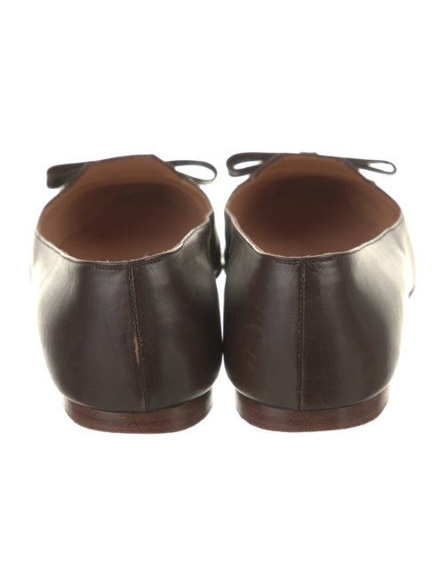 Manolo Blahnik Leather Bow Accents Ballet Flats