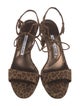 Manolo Blahnik Leather Animal Print Slingback Sandals