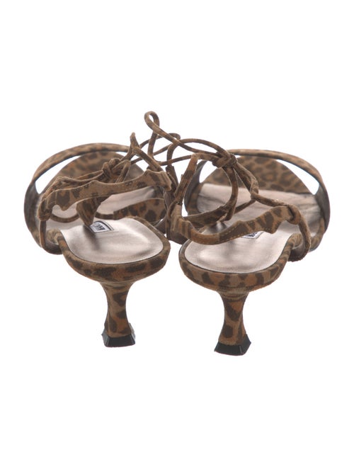 Manolo Blahnik Leather Animal Print Slingback Sandals