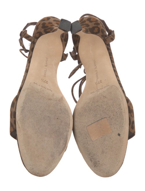 Manolo Blahnik Leather Animal Print Slingback Sandals