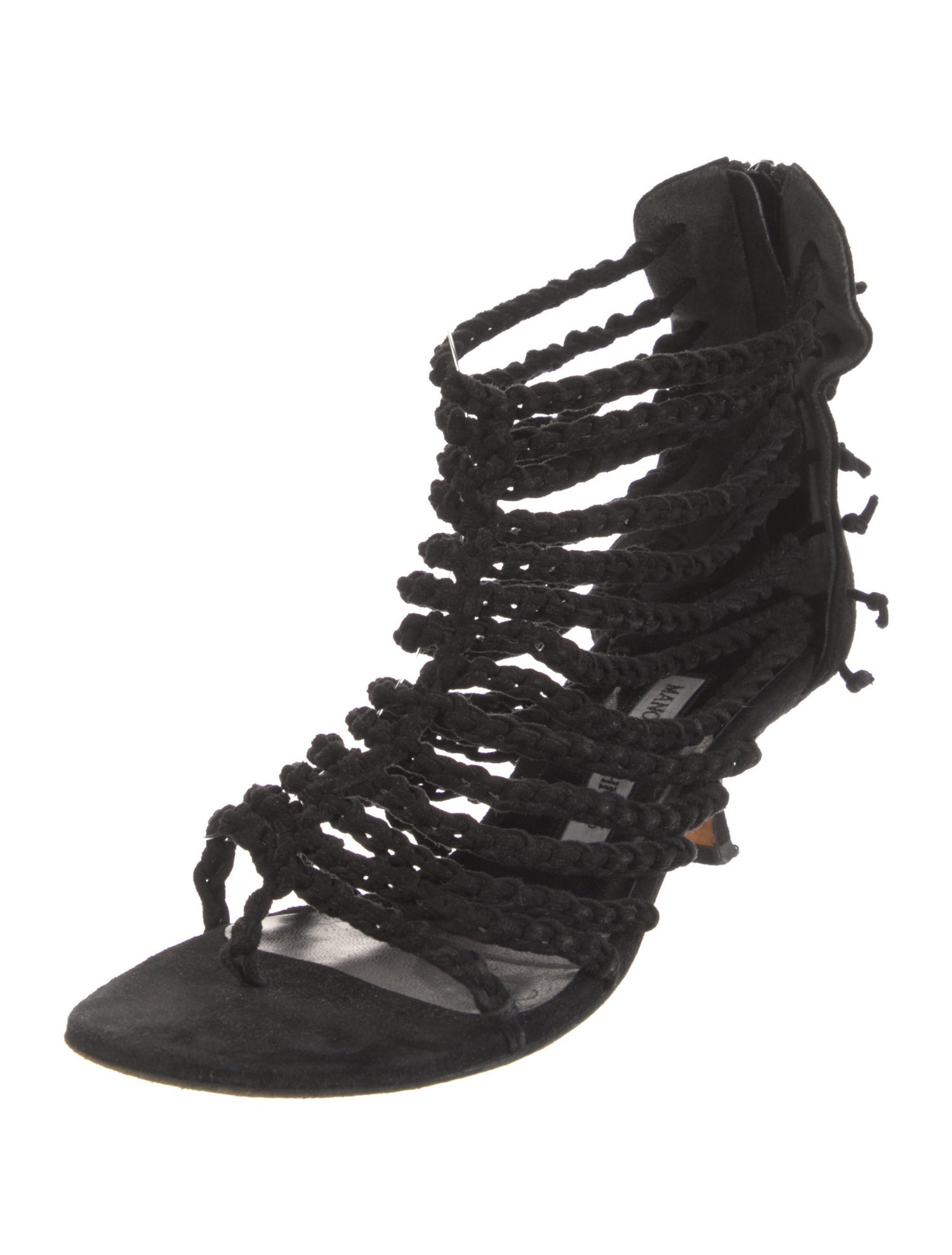 Manolo Blahnik Suede Braided Accents Gladiator Sandals