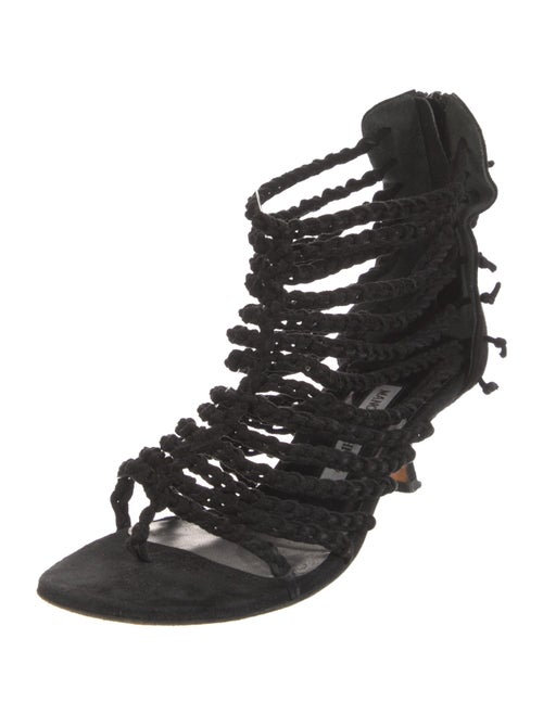 Manolo Blahnik Suede Braided Accents Gladiator Sandals