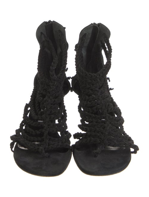Manolo Blahnik Suede Braided Accents Gladiator Sandals