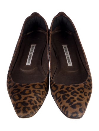 Manolo Blahnik Suede Animal Print Flats
