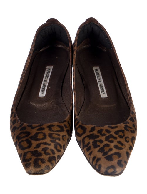 Manolo Blahnik Suede Animal Print Flats