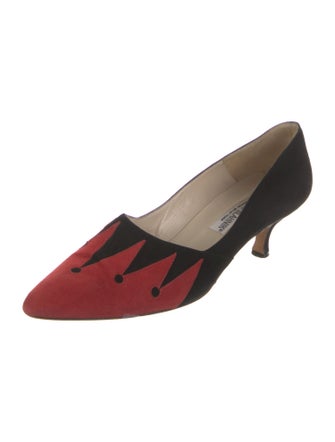Manolo Blahnik Suede Colorblock Pattern Pumps