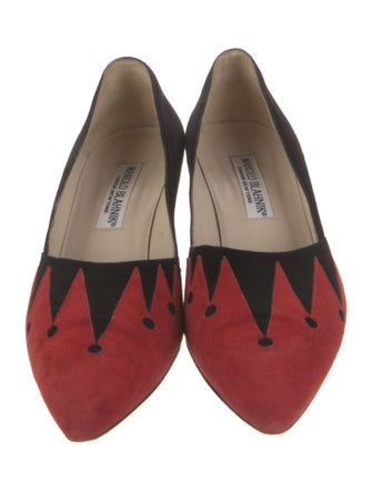 Manolo Blahnik Suede Colorblock Pattern Pumps