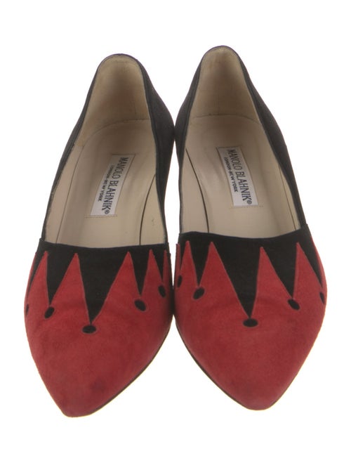 Manolo Blahnik Suede Colorblock Pattern Pumps