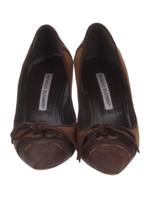 Manolo Blahnik Suede Colorblock Pattern Pumps