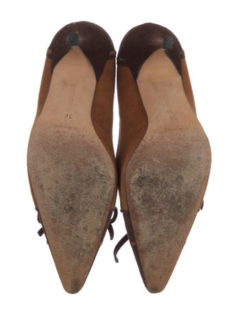 Manolo Blahnik Suede Colorblock Pattern Pumps