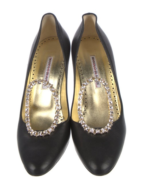 Manolo Blahnik Leather Crystal Embellishments Pumps