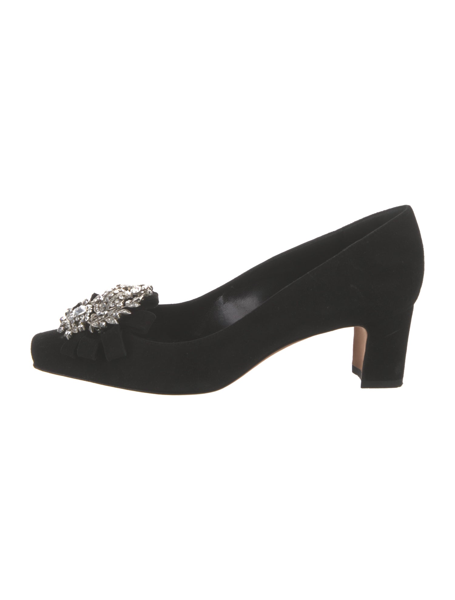 Manolo Blahnik Suede Crystal Embellishments Pumps