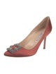 Manolo Blahnik Satin Crystal Embellishments Pumps