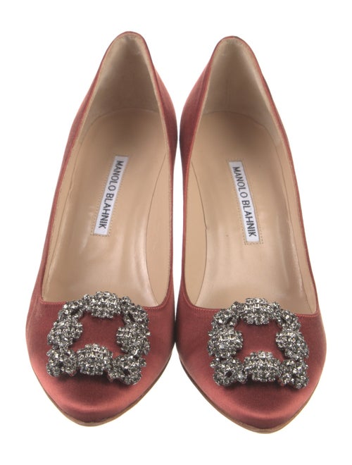 Manolo Blahnik Satin Crystal Embellishments Pumps