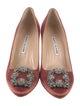 Manolo Blahnik Satin Crystal Embellishments Pumps