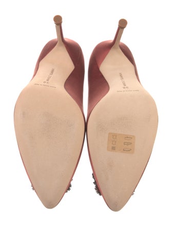 Manolo Blahnik Satin Crystal Embellishments Pumps