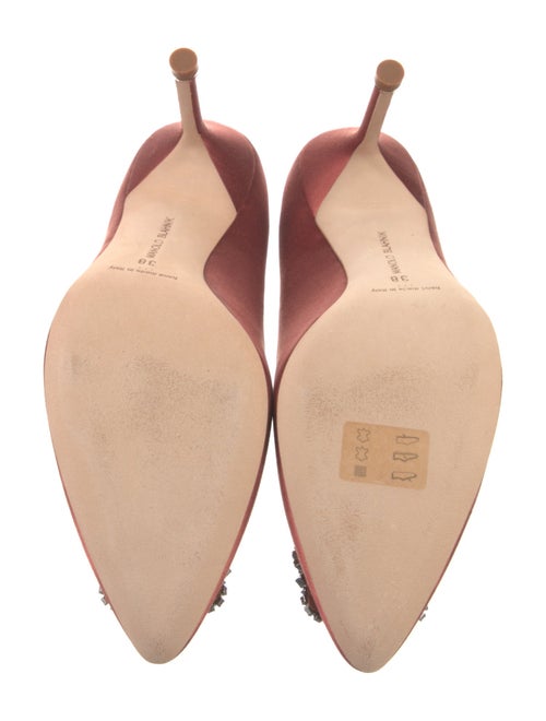 Manolo Blahnik Satin Crystal Embellishments Pumps