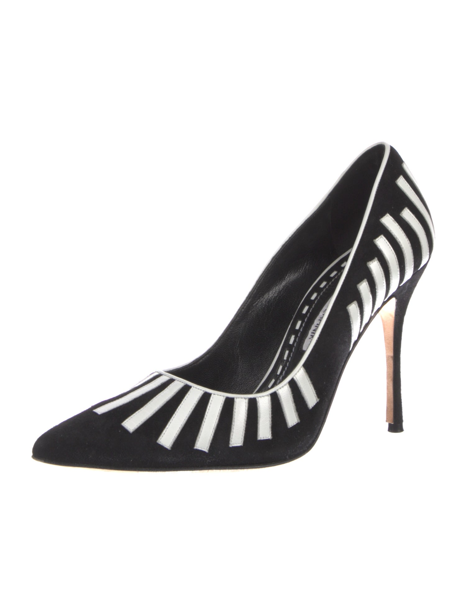 Manolo Blahnik Suede Leather Trim Embellishment Pumps