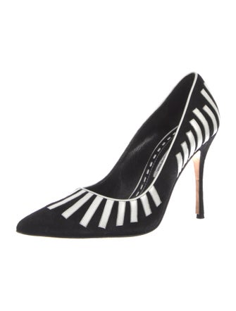 Manolo Blahnik Suede Leather Trim Embellishment Pumps