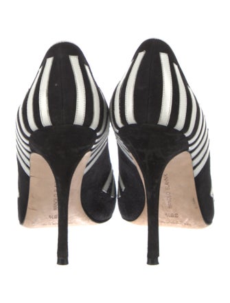 Manolo Blahnik Suede Leather Trim Embellishment Pumps
