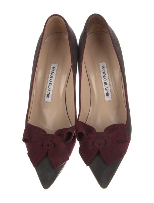 Manolo Blahnik Suede Colorblock Pattern Pumps