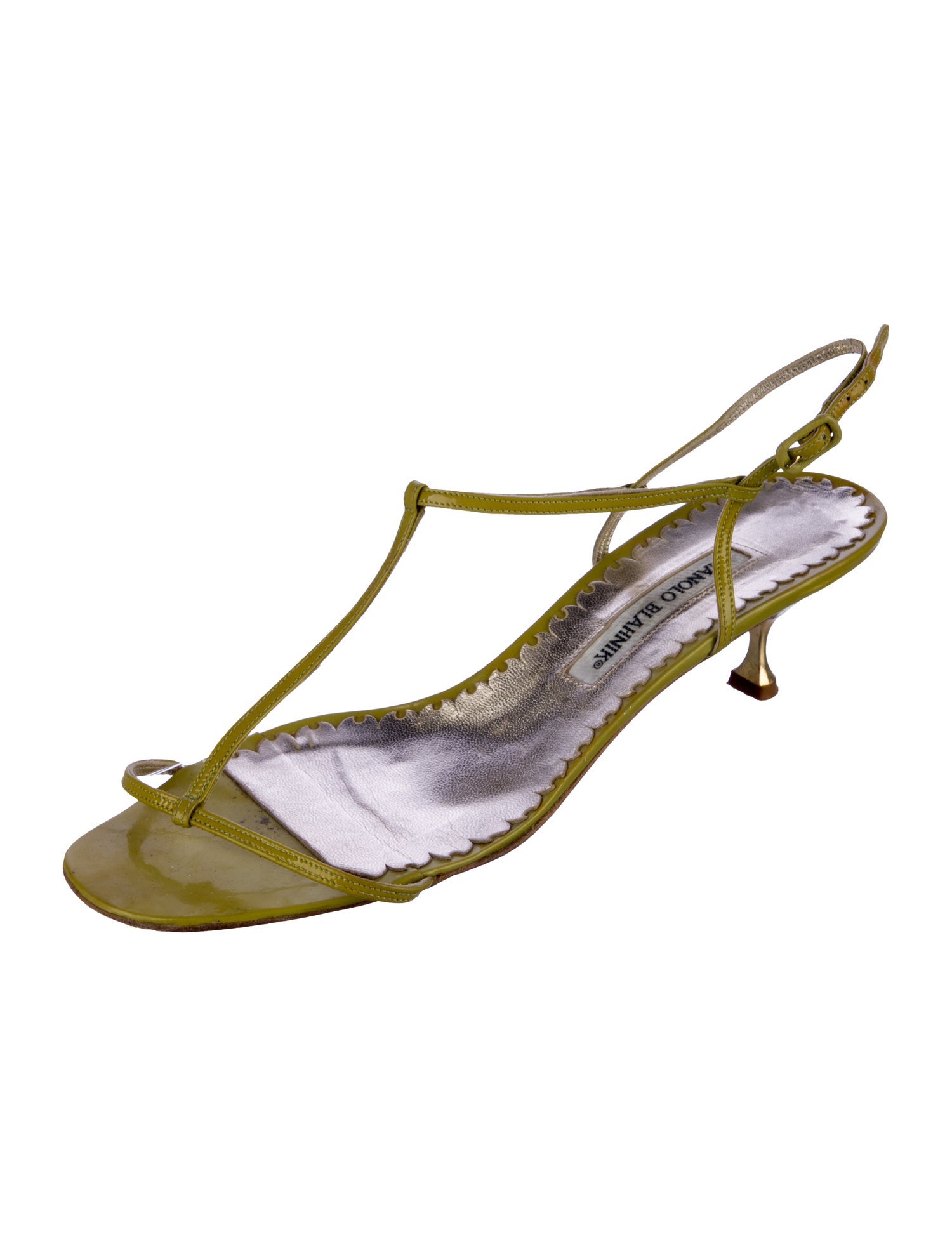 Manolo Blahnik Patent Leather T-Strap Sandals