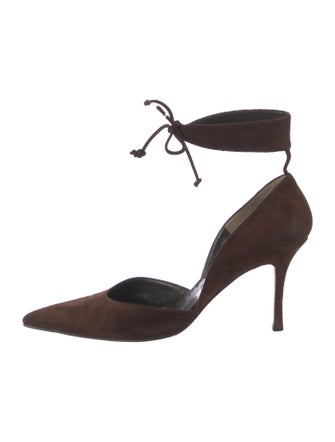 Manolo Blahnik Suede D'Orsay Pumps
