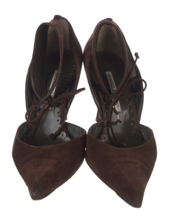 Manolo Blahnik Suede D'Orsay Pumps