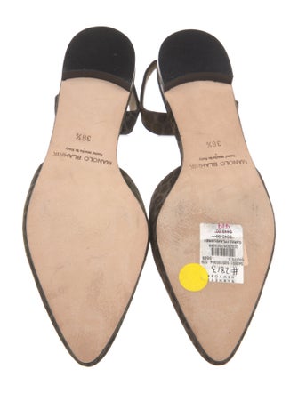 Manolo Blahnik Suede Animal Print Slingback Flats