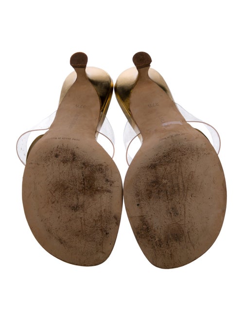 Manolo Blahnik Leather Colorblock Pattern Slides