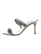 Manolo Blahnik Leather Crystal Embellishments Slides