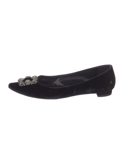 Manolo Blahnik Velvet Crystal Embellishments Flats