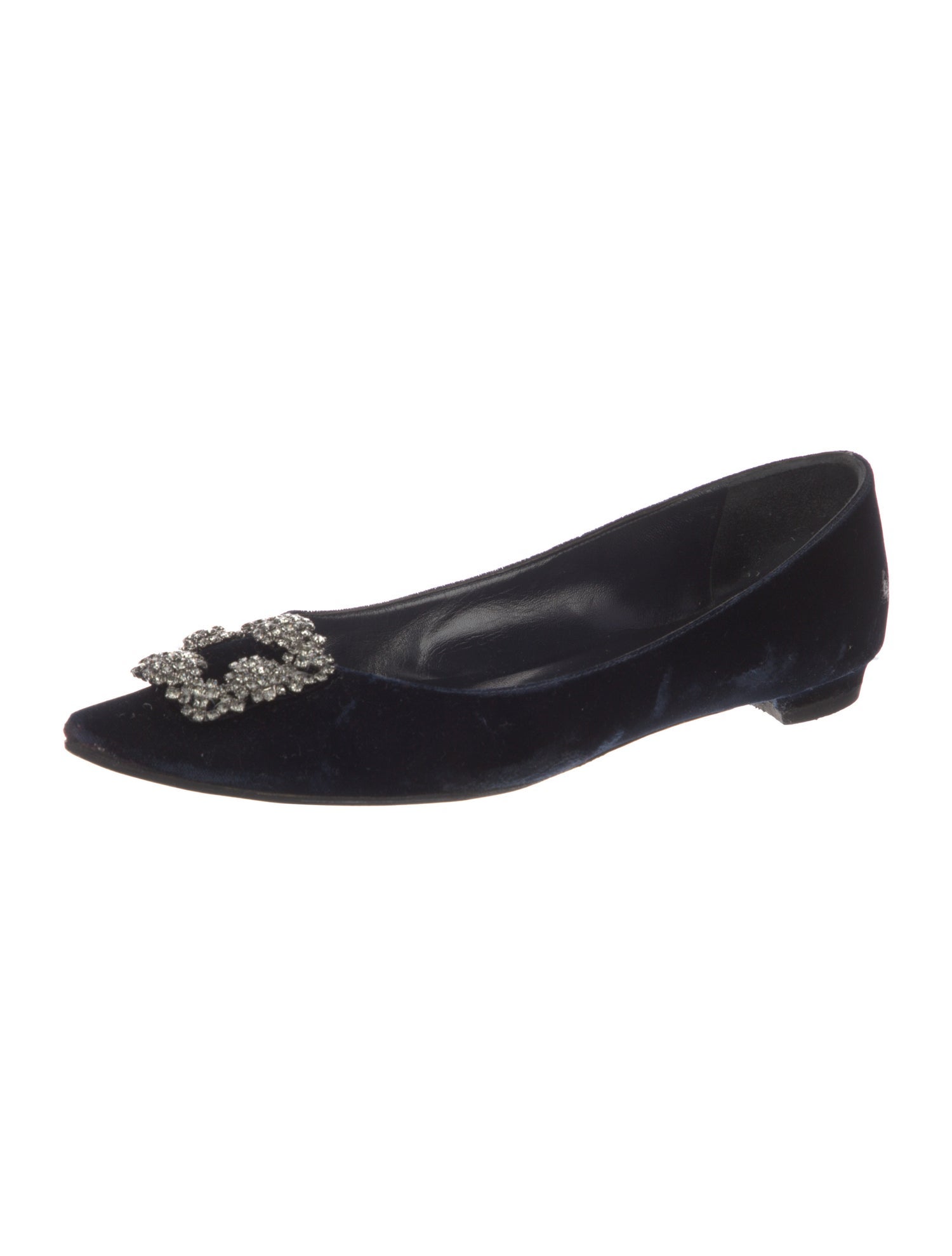 Manolo Blahnik Velvet Crystal Embellishments Flats