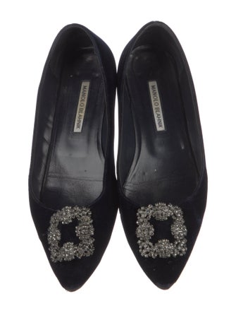Manolo Blahnik Velvet Crystal Embellishments Flats