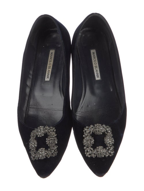 Manolo Blahnik Velvet Crystal Embellishments Flats