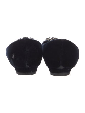 Manolo Blahnik Velvet Crystal Embellishments Flats