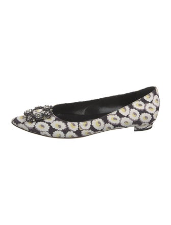 Manolo Blahnik Canvas Floral Print Flats