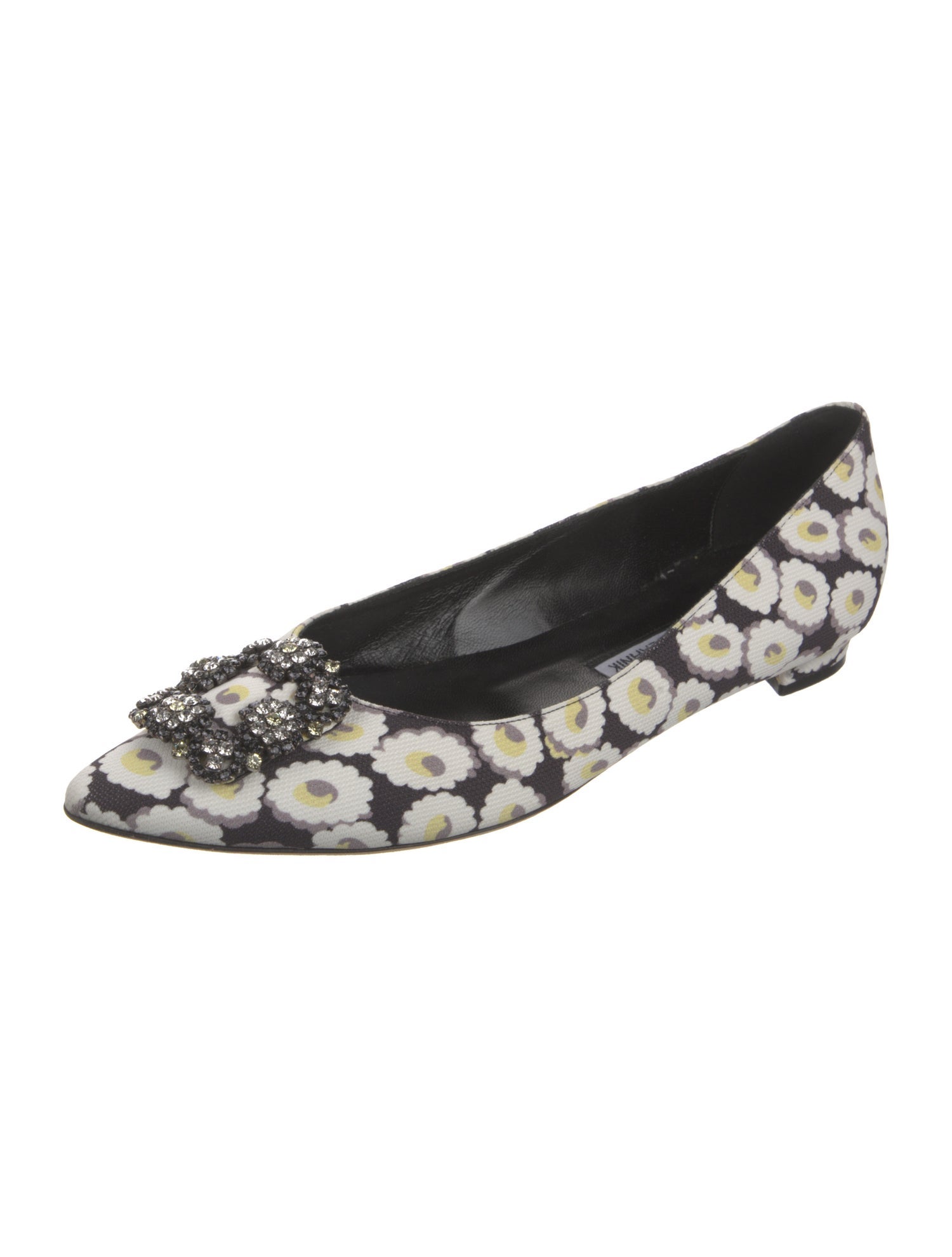 Manolo Blahnik Canvas Floral Print Flats