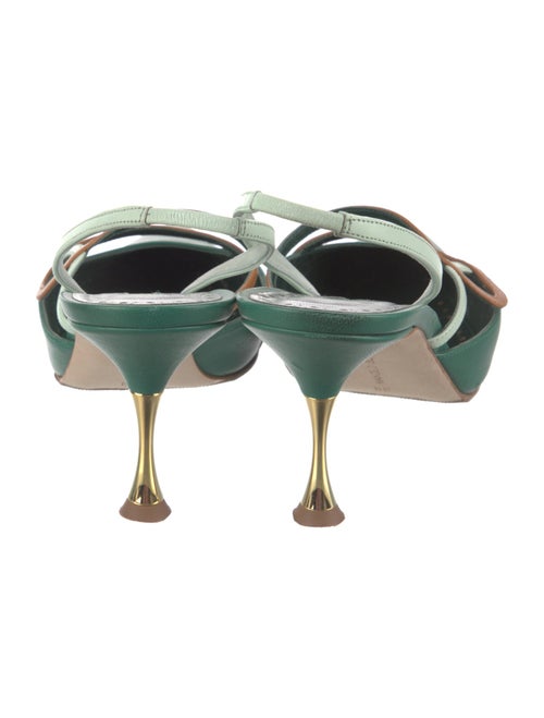 Manolo Blahnik Leather Colorblock Pattern Slingback Pumps