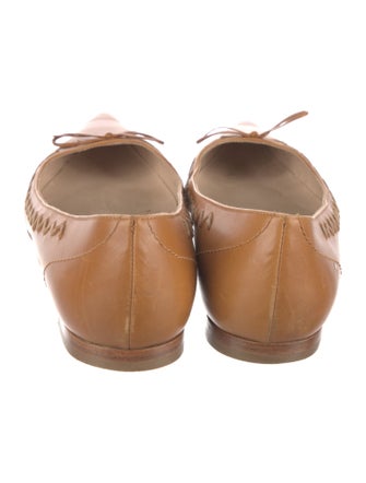 Manolo Blahnik Leather Bow Accents Ballet Flats