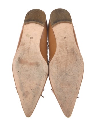 Manolo Blahnik Leather Bow Accents Ballet Flats