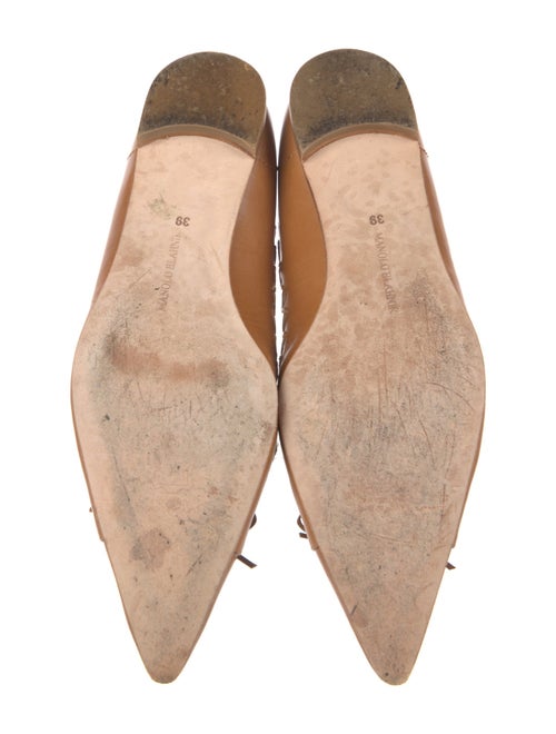 Manolo Blahnik Leather Bow Accents Ballet Flats