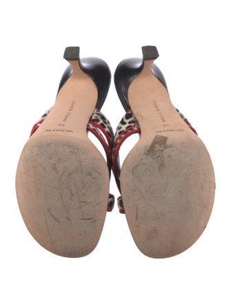 Manolo Blahnik Ponyhair Printed Slides