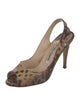 Manolo Blahnik Patent Leather Animal Print Slingback Pumps