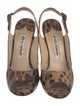 Manolo Blahnik Patent Leather Animal Print Slingback Pumps