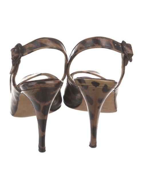 Manolo Blahnik Patent Leather Animal Print Slingback Pumps