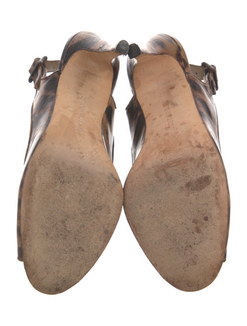 Manolo Blahnik Patent Leather Animal Print Slingback Pumps