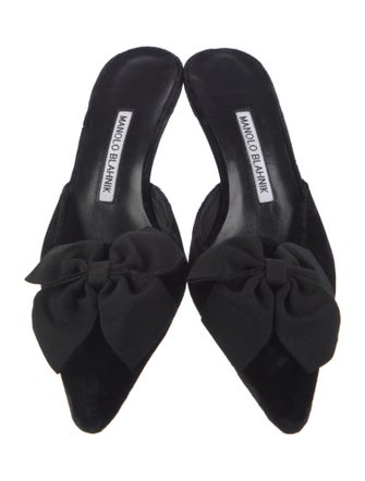 Manolo Blahnik Velvet Bow Accents Mules