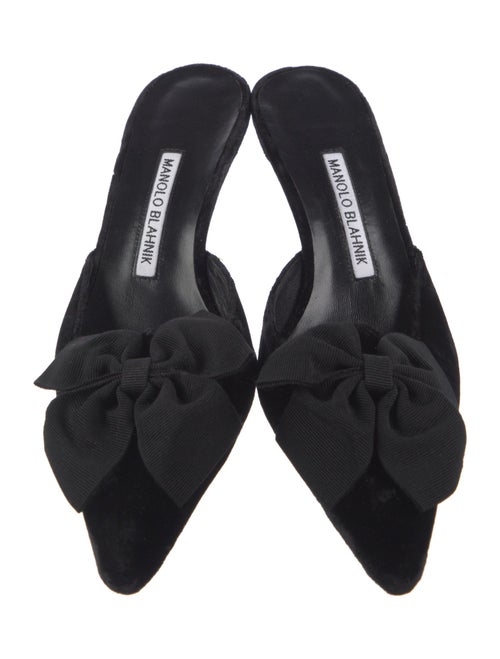 Manolo Blahnik Velvet Bow Accents Mules