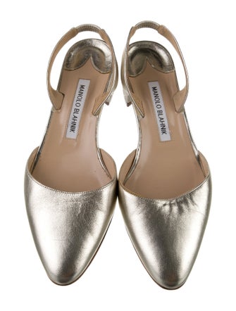 Manolo Blahnik Leather Slingback Pumps